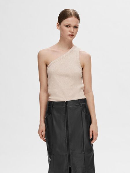 Selected SLEEVELESS ONE-SHOULDER TOP, Oatmeal, highres - 16092974_Oatmeal_1089894_003.jpg