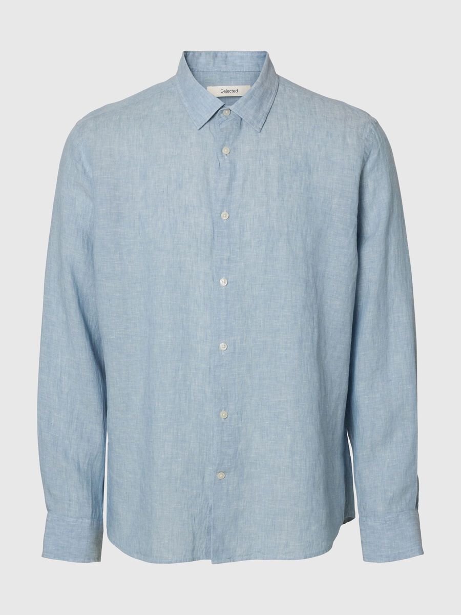 Selected 100% LINEN SHIRT, Blue Fog, highres - 16092471_BlueFog_1151867_001.jpg