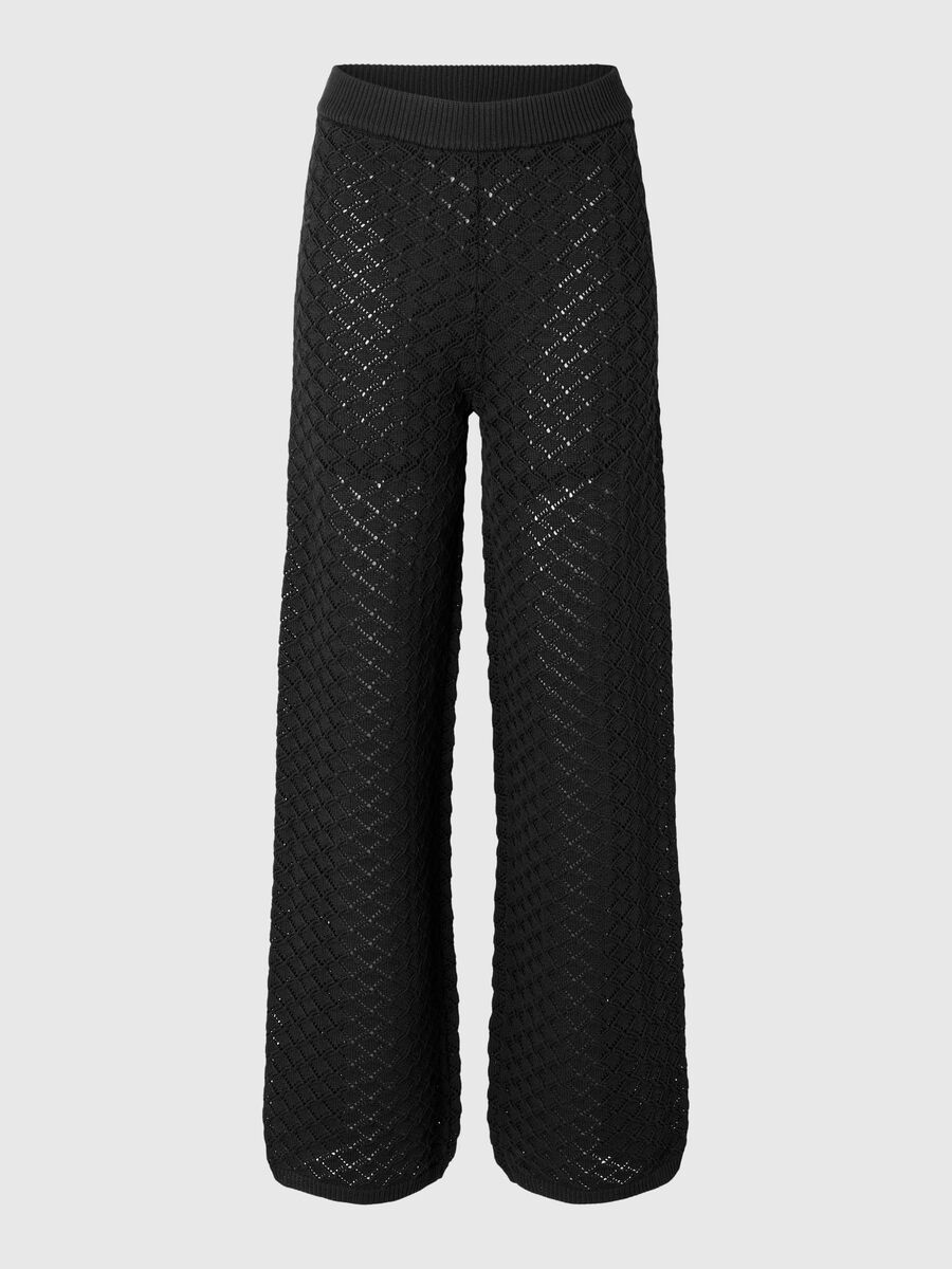 Selected HIGH WAISTED KNITTED TROUSERS, Black, highres - 16094413_Black_001.jpg