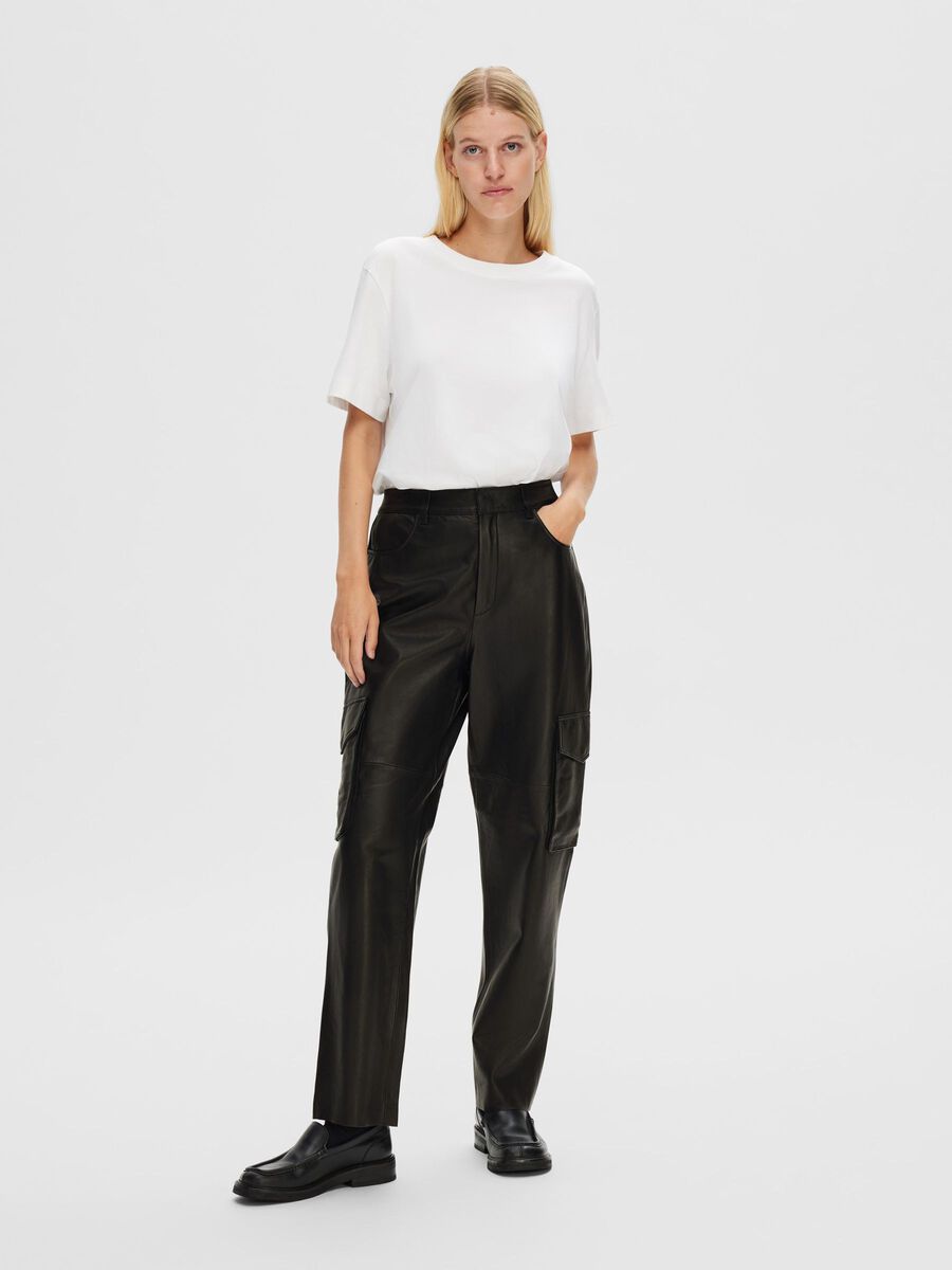 Selected LEATHER CARGO TROUSERS, Black, highres - 16091082_Black_005.jpg
