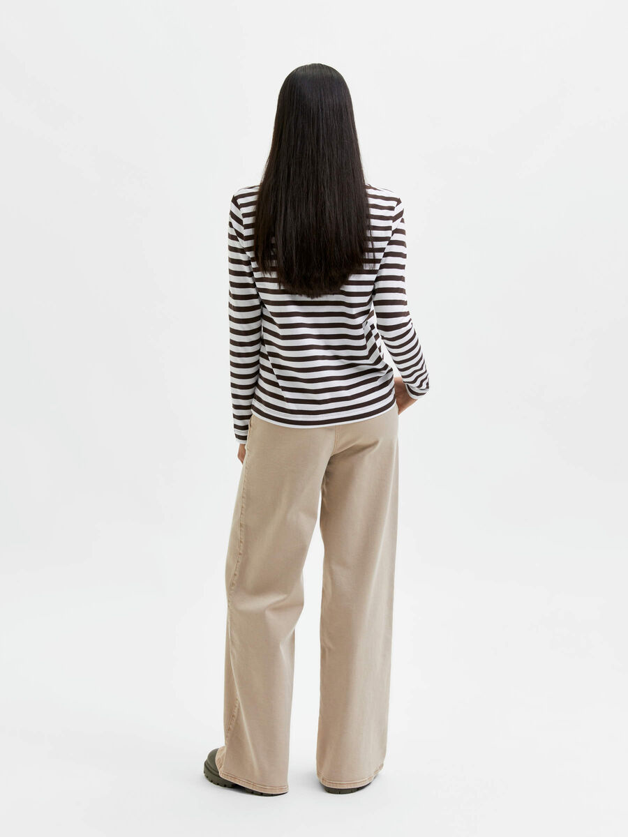 Selected STRIPETE LANGERMET T-SKJORTE, Coffee Bean, highres - 16065930_CoffeeBean_663046_004.jpg