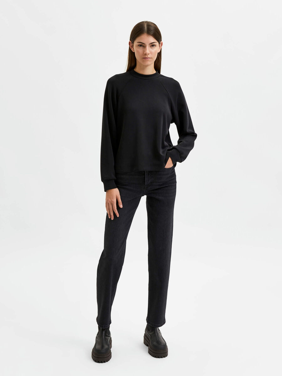 Selected MANCHES LONGUES SWEAT-SHIRT, Black, highres - 16082346_Black_005.jpg