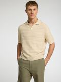 Selected GESTRUCTUREERDE GEBREIDE POLO, Oatmeal, highres - 16097574_Oatmeal_008.jpg
