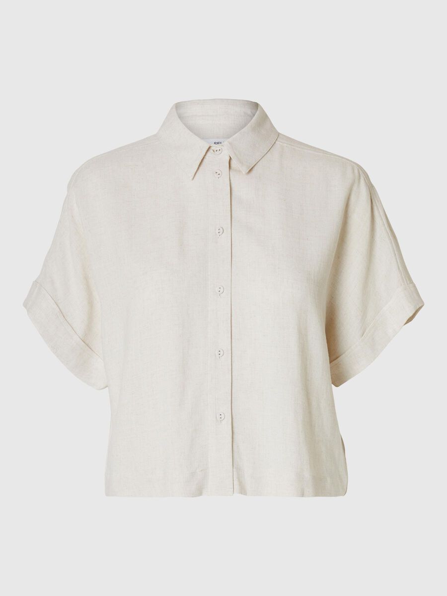 Selected CROPPED SHORT SLEEVED SHIRT, Sandshell, highres - 16093937_Sandshell_001.jpg