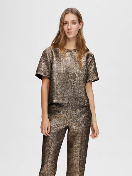 Selected METALLIC JACQUARD TOP, Gold Colour, highres - 16094200_GoldColour_003.jpg