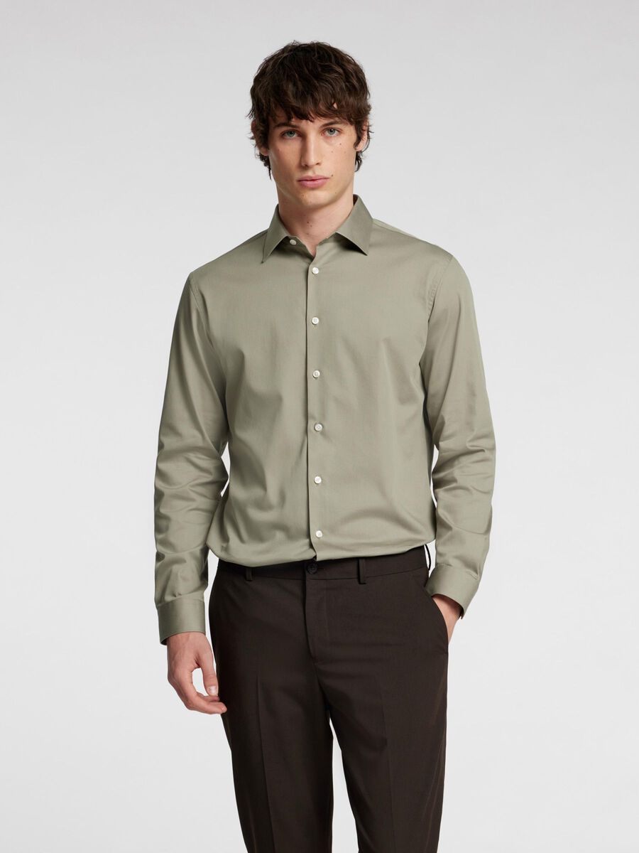 Selected SLIM FIT STRETCH SHIRT, Vetiver, highres - 16092939_Vetiver_003.jpg