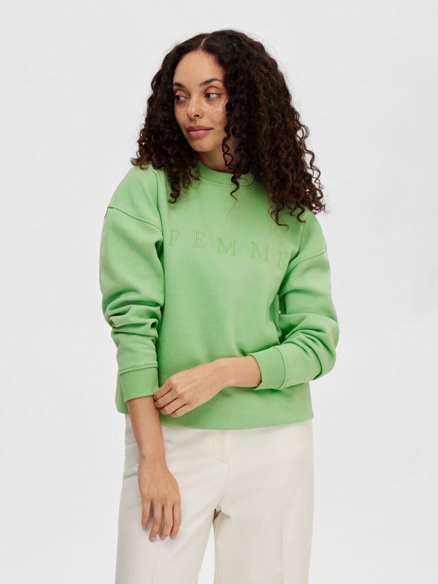 Selected EMBROIDERED SWEATSHIRT, Absinthe Green, highres - 16088970_AbsintheGreen_003.jpg