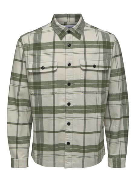 Selected - MOTIF TARTAN SURCHEMISE, Olivine, highres - 16083606_Olivine_915179_001.jpg