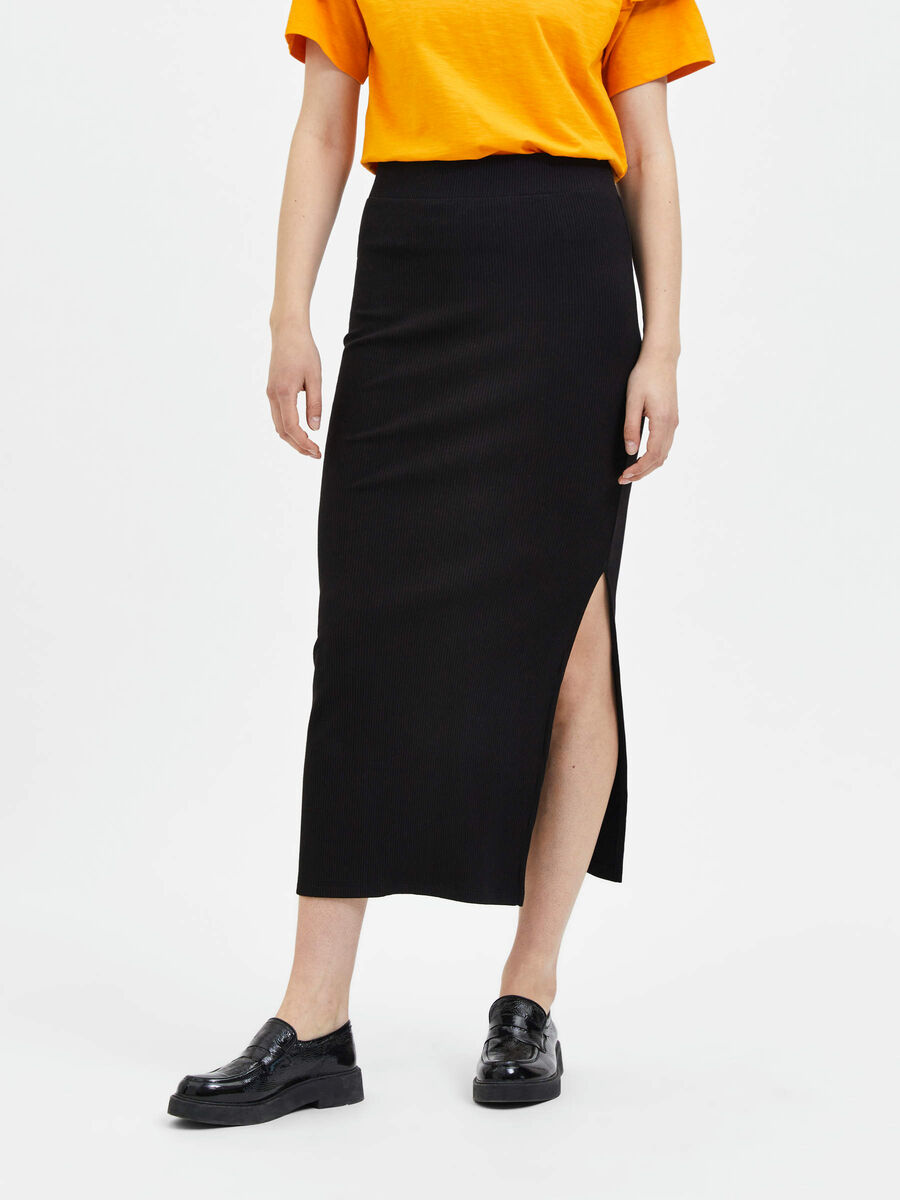 Selected MID WAIST MAXI SKIRT, Black, highres - 16084538_Black_003.jpg