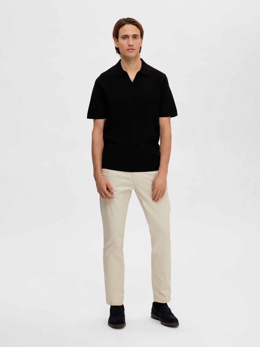 Selected KNITTED POLO SHIRT, Black, highres - 16088636_Black_005.jpg