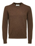 Selected V-NECK KNITTED JUMPER, Chocolate Brown, highres - 16081102_ChocolateBrown_879537_001.jpg