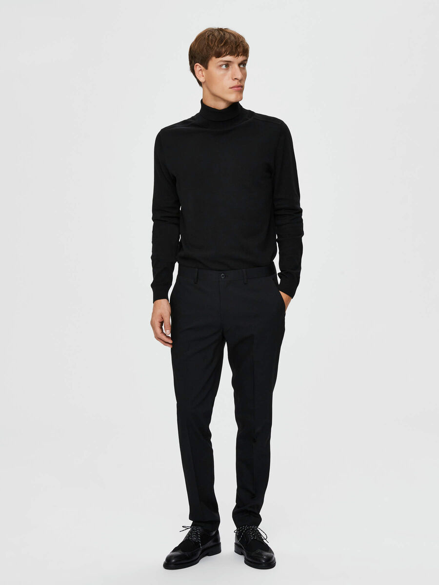 Selected GERECYCLEDE POLYESTER SLIM FIT PANTALON, Black, highres - 16077571_Black_005.jpg