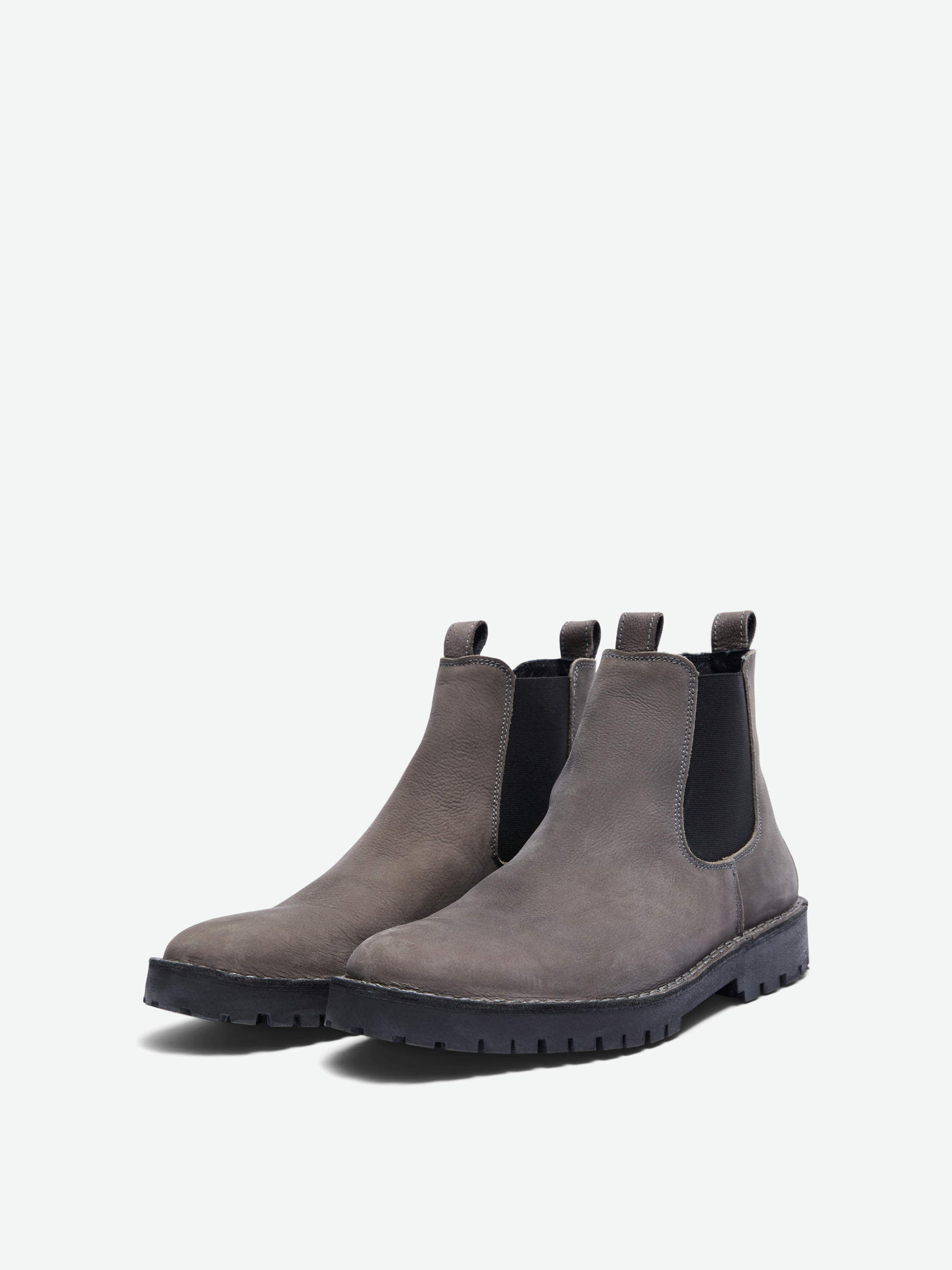 NUBUCK LEATHER CHELSEA BOOTS Grey SELECTED HOMME