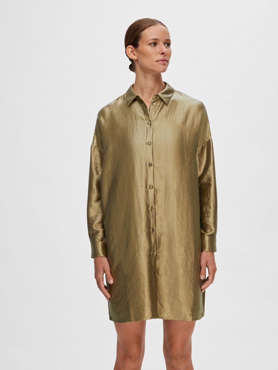 Selected METALLIC SHIRT DRESS, Gold Colour, highres - 16091940_GoldColour_003.jpg