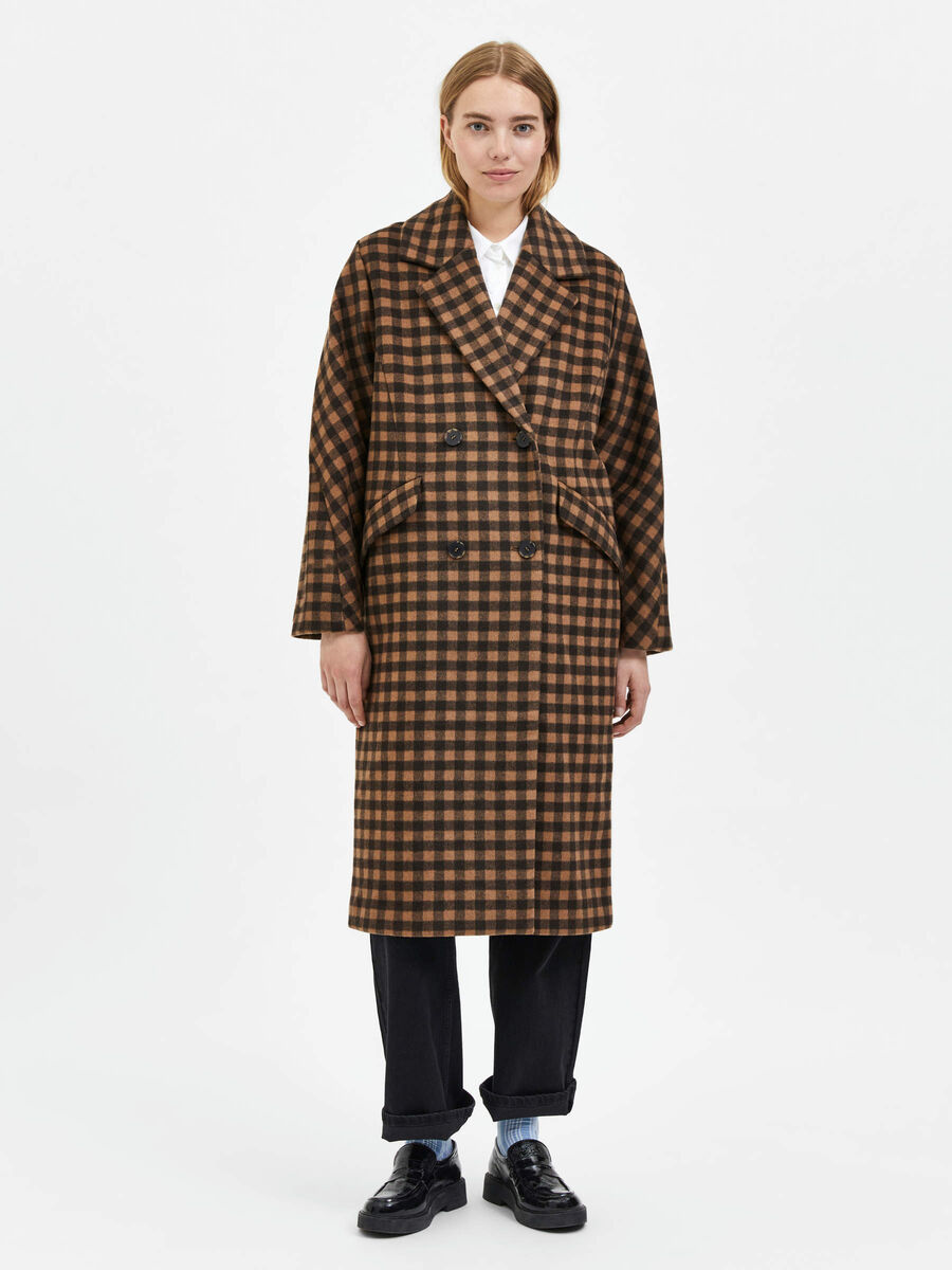 Selected CHECKED DOUBLE-BREASTED COAT, Java, highres - 16085118_Java_940633_003.jpg
