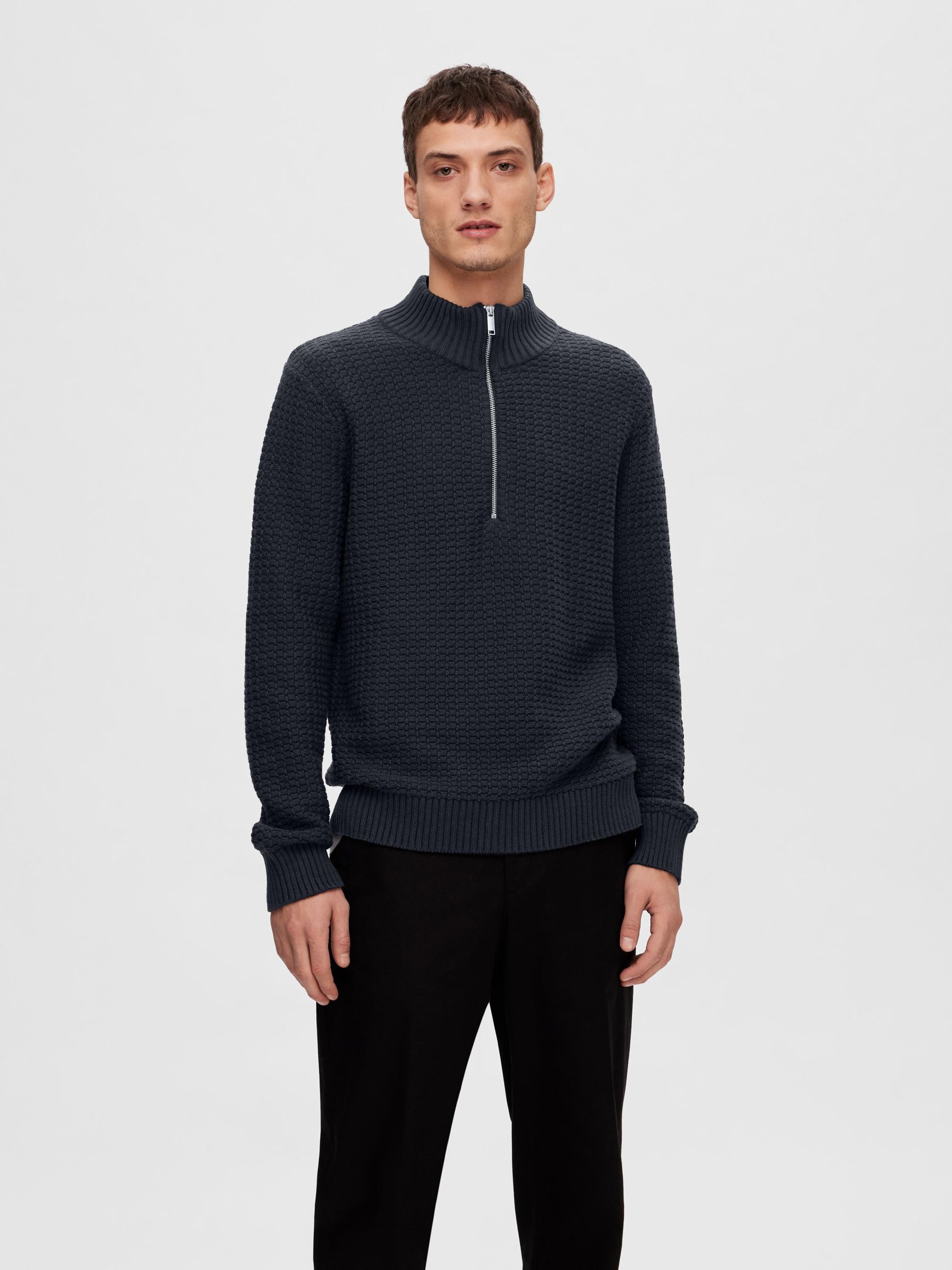Men s Half Zip Jumpers Zip neck jumpers SELECTED HOMME
