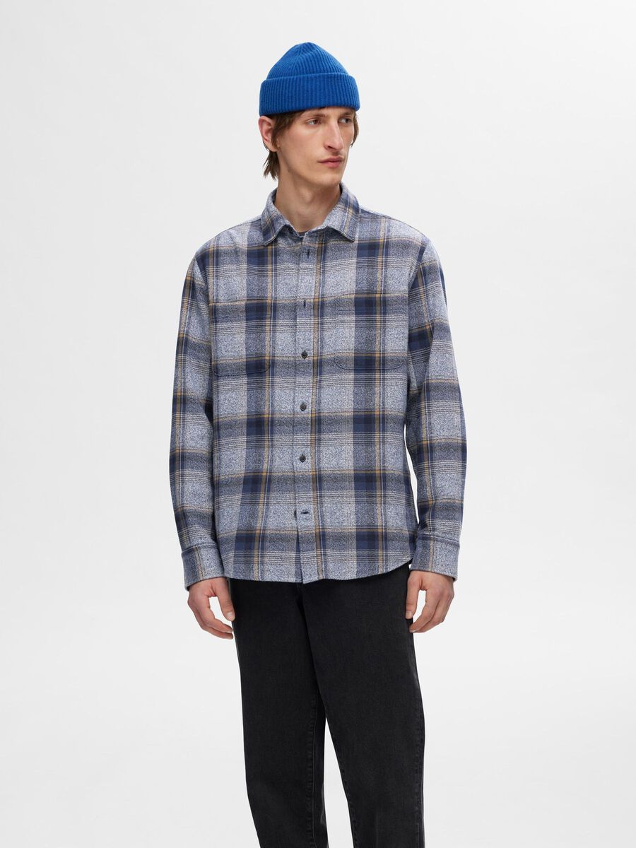 Selected 100% COTTON FLANNEL SHIRT, Sky Captain, highres - 16094899_SkyCaptain_1126863_003.jpg