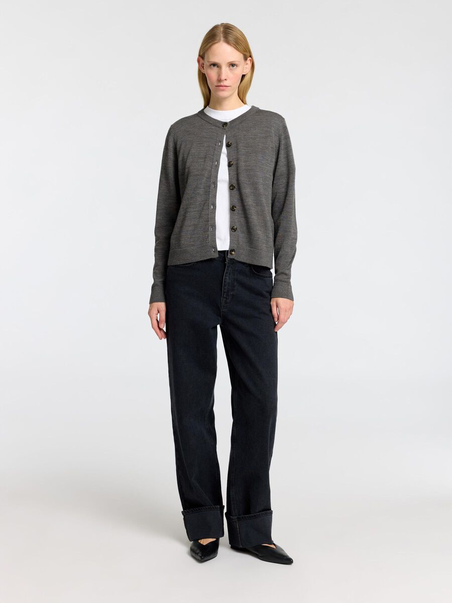 Selected 100% MERINO WOOL CARDIGAN, Medium Grey Melange, highres - 16095008_MediumGreyMelange_005.jpg