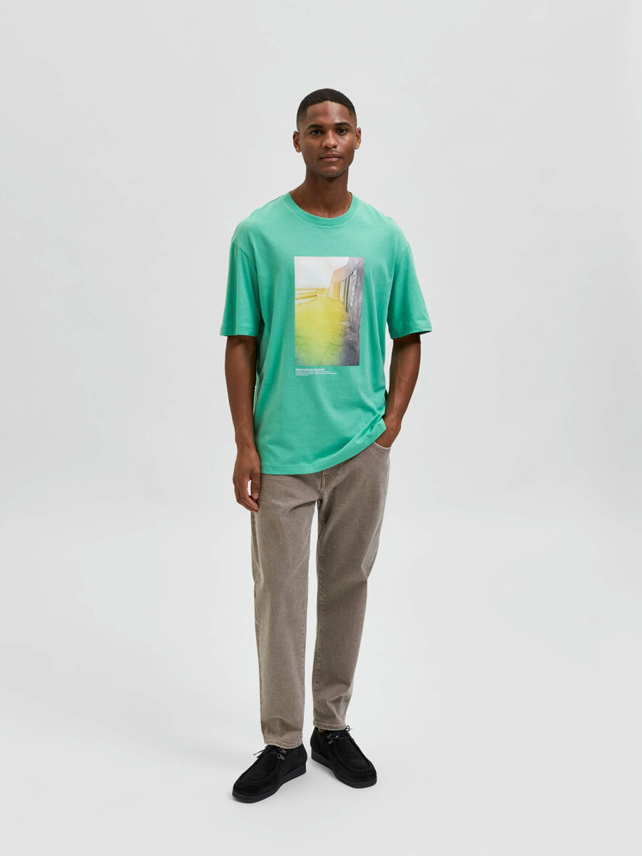 Selected CREW NECK T-SHIRT, Green Spruce, highres - 16083376_GreenSpruce_005.jpg