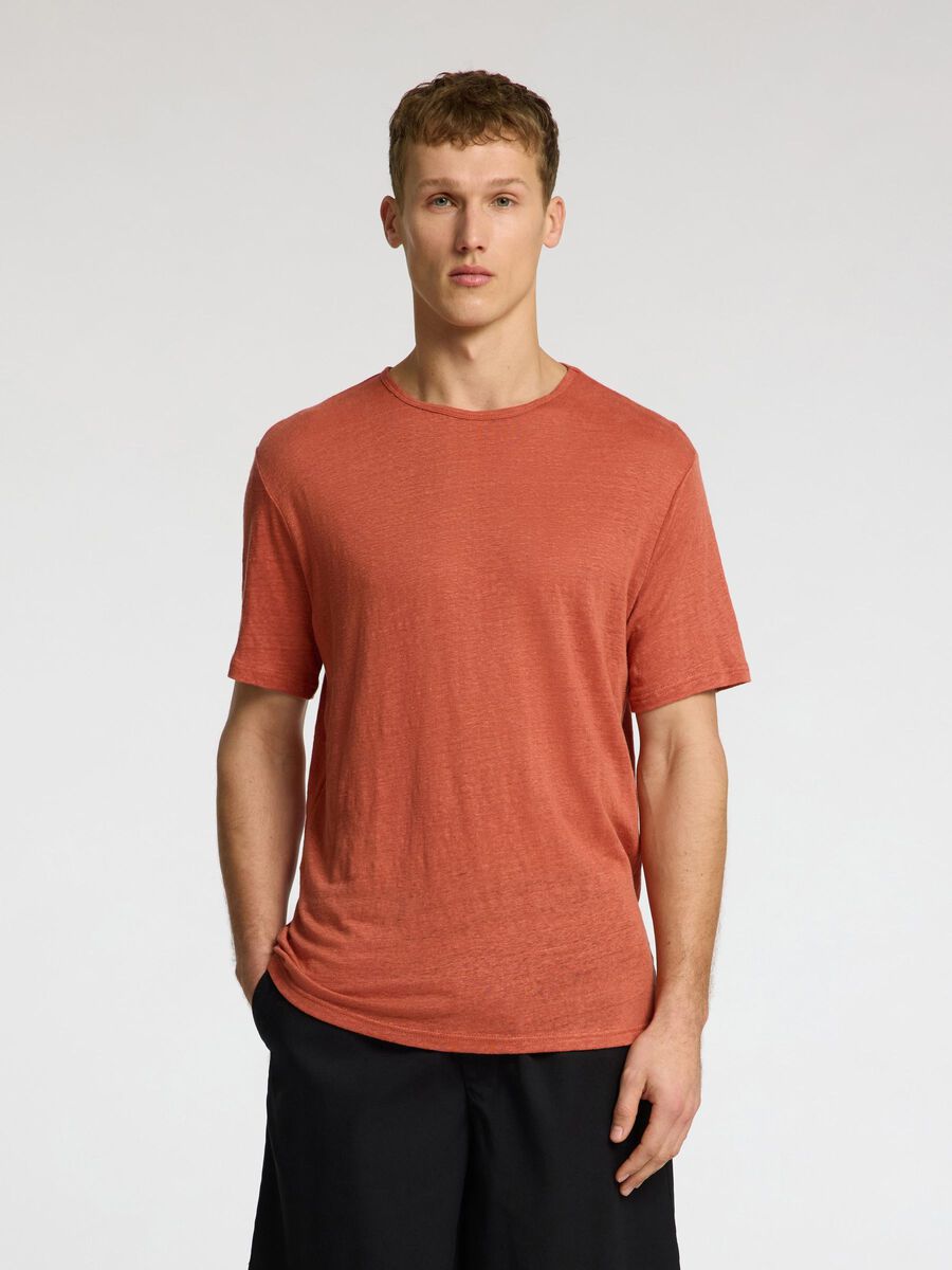 Selected LINNEN T-SHIRT, Etruscan Red, highres - 16089504_EtruscanRed_003.jpg