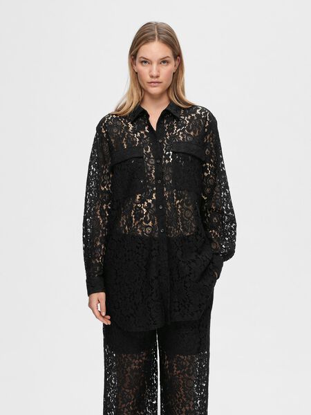 Selected LONG-SLEEVED LACE SHIRT, Black, highres - 16093502_Black_003.jpg