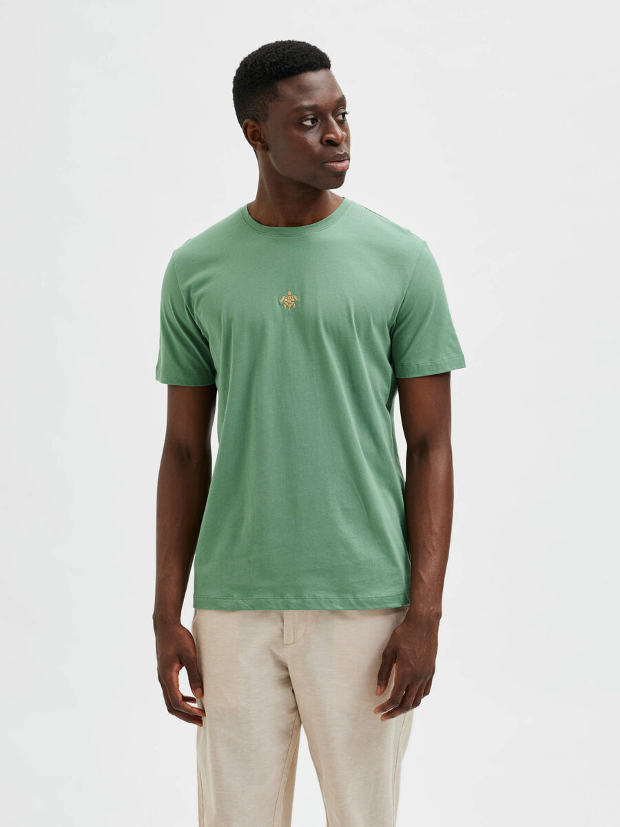 Selected EMBROIDERED T-SHIRT, Dark Ivy, highres - 16084685_DarkIvy_003.jpg