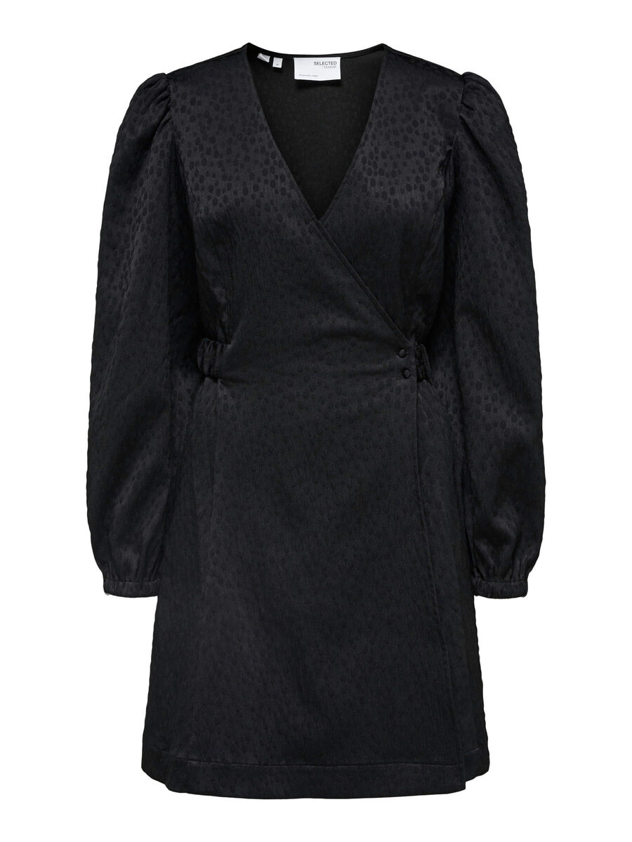 Selected PETITE WRAP DRESS, Black, highres - 16084001_Black_001.jpg