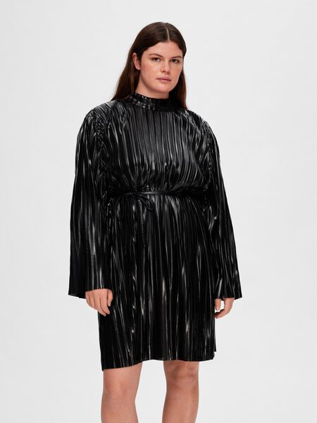 Selected PLISSÉ PLEATED MINI DRESS, Black, highres - 16091843_Black_002.jpg