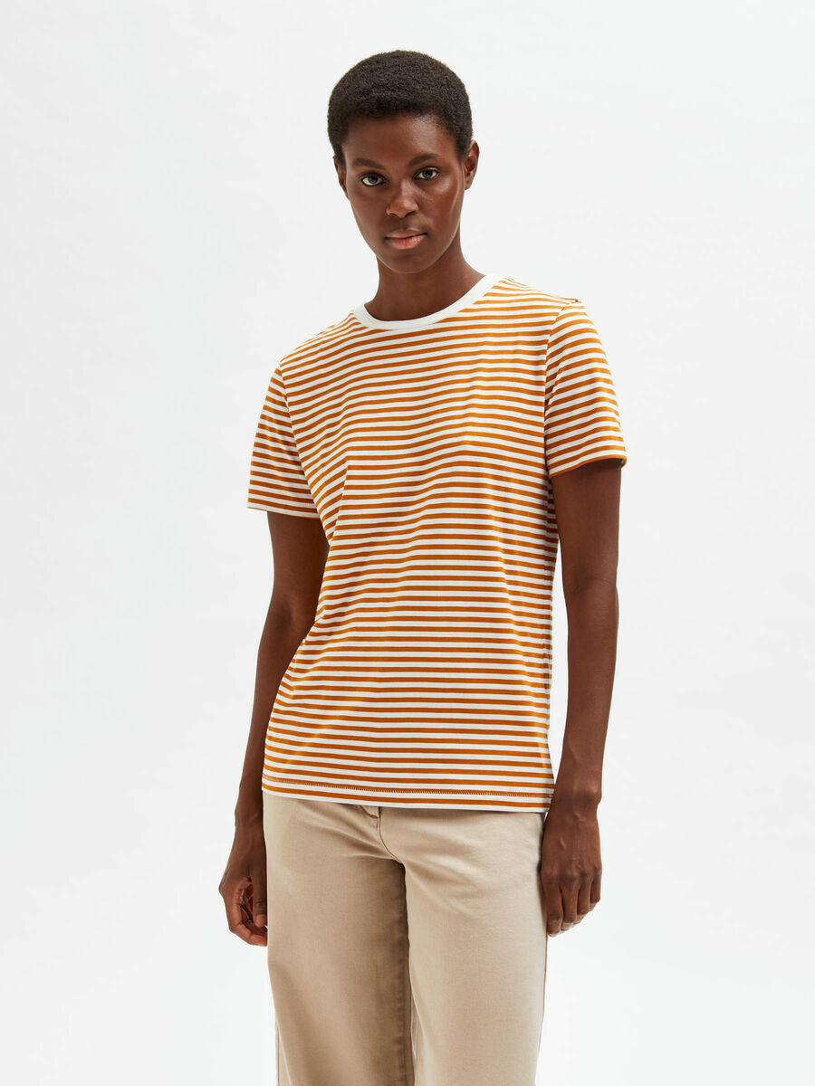 Selected STRIPED T-SHIRT, Pumpkin Spice, highres - 16053765_PumpkinSpice_533226_003.jpg