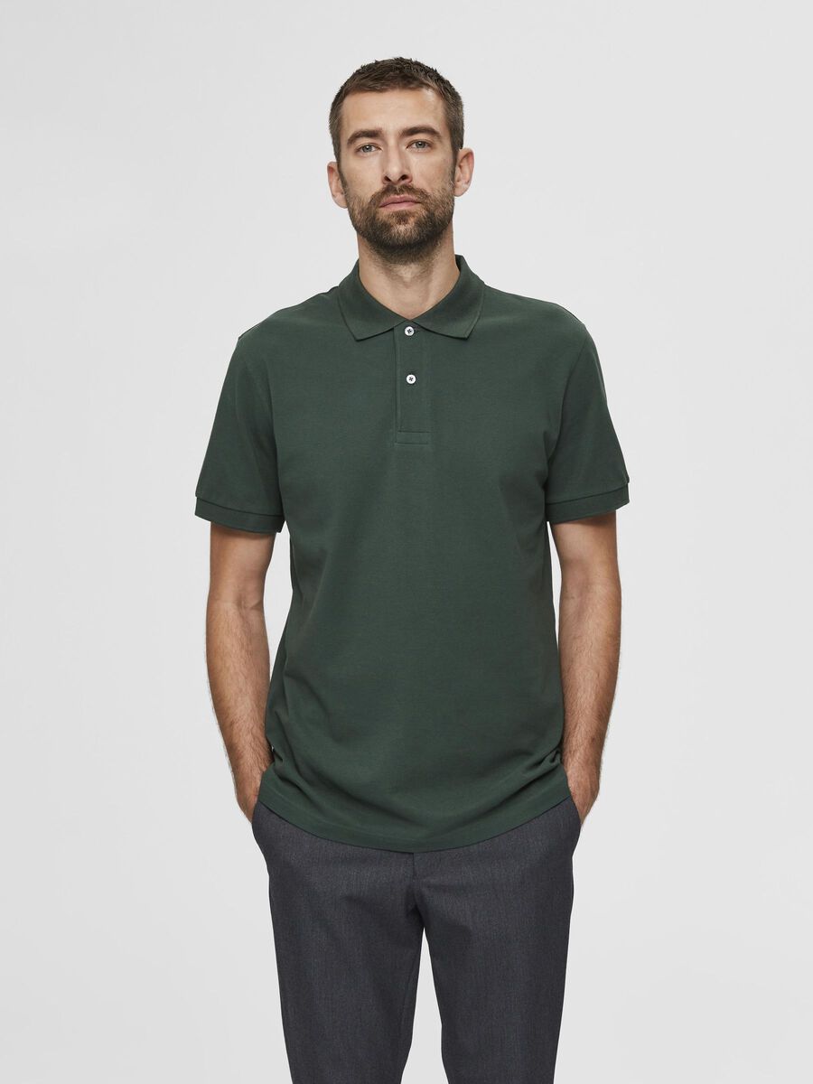 Selected ORGANIC COTTON PIQUE - POLO SHIRT, Sycamore, highres - 16077364_Sycamore_003.jpg