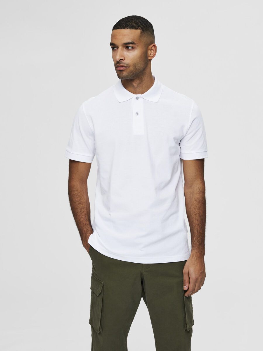 Selected ORGANIC COTTON PIQUE POLO SHIRT, Bright White, highres - 16077364_BrightWhite_003.jpg