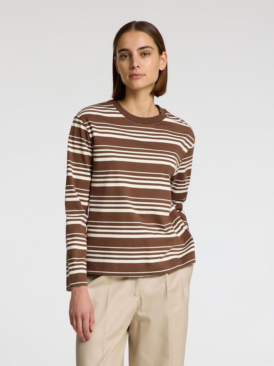 Selected BOXY FIT LONG-SLEEVED T-SHIRT, Chestnut, highres - 16099324_Chestnut_1221919_003.jpg