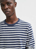 Selected STRIPED ORGANIC COTTON T-SHIRT, Dark Blue Melange, highres - 16080136_DarkBlueMelange_861581_006.jpg