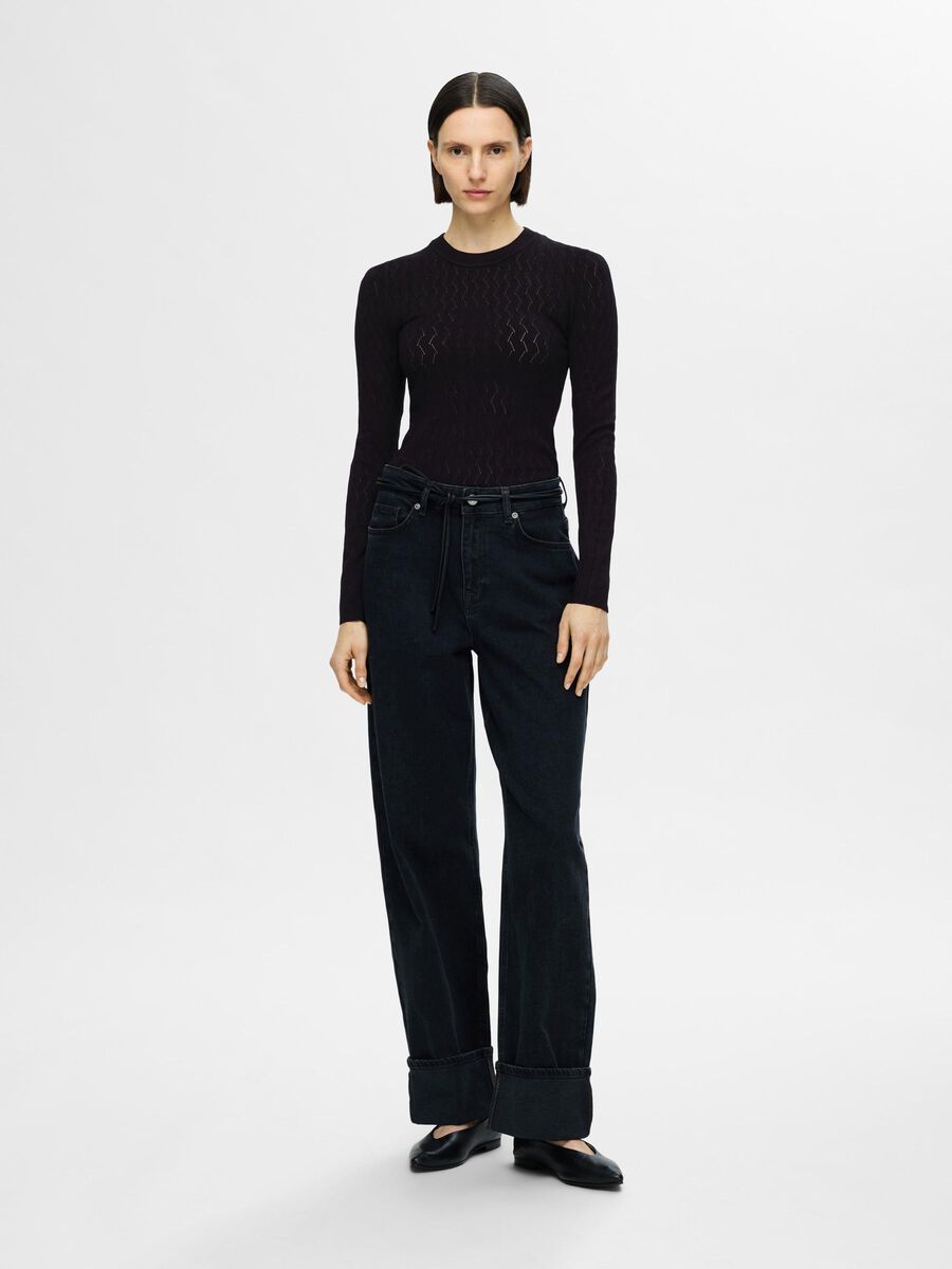 Selected VISCOSE BLEND KNITTED TOP, Black, highres - 16094756_Black_005.jpg