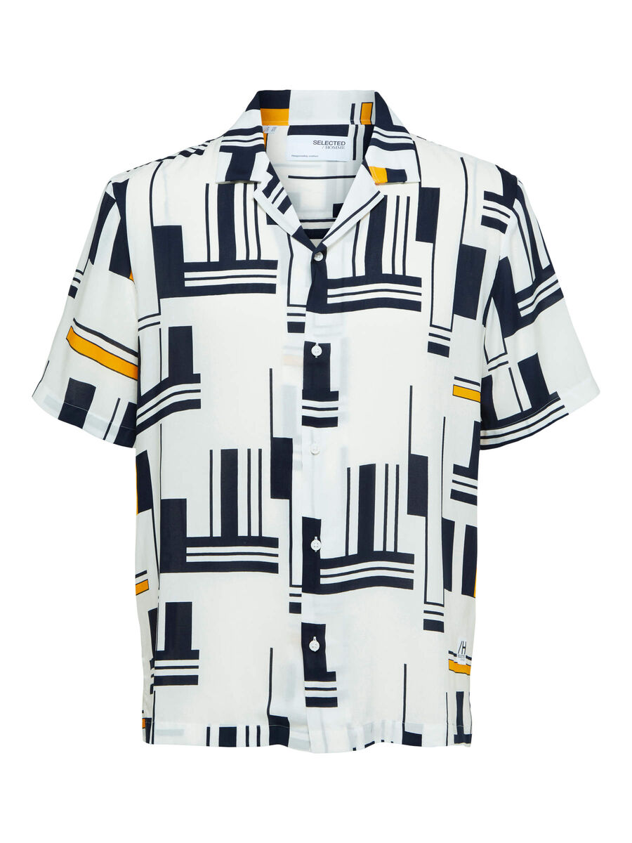 Abstract print cuban collar shirt, Selected