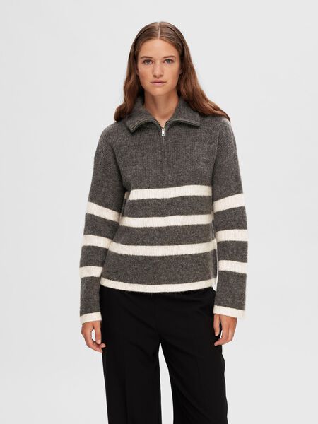 Selected WOOL BLEND HALF-ZIP  PULLOVER, Medium Grey Melange, highres - 16090274_MediumGreyMelange_1058939_003.jpg