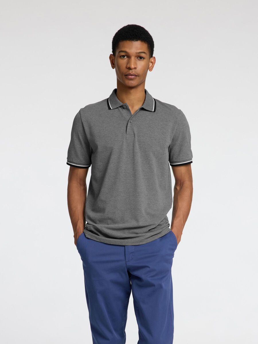 Selected KURZÄRMELIGES POLO SHIRT, Medium Grey Melange, highres - 16095852_MediumGreyMelange_003.jpg