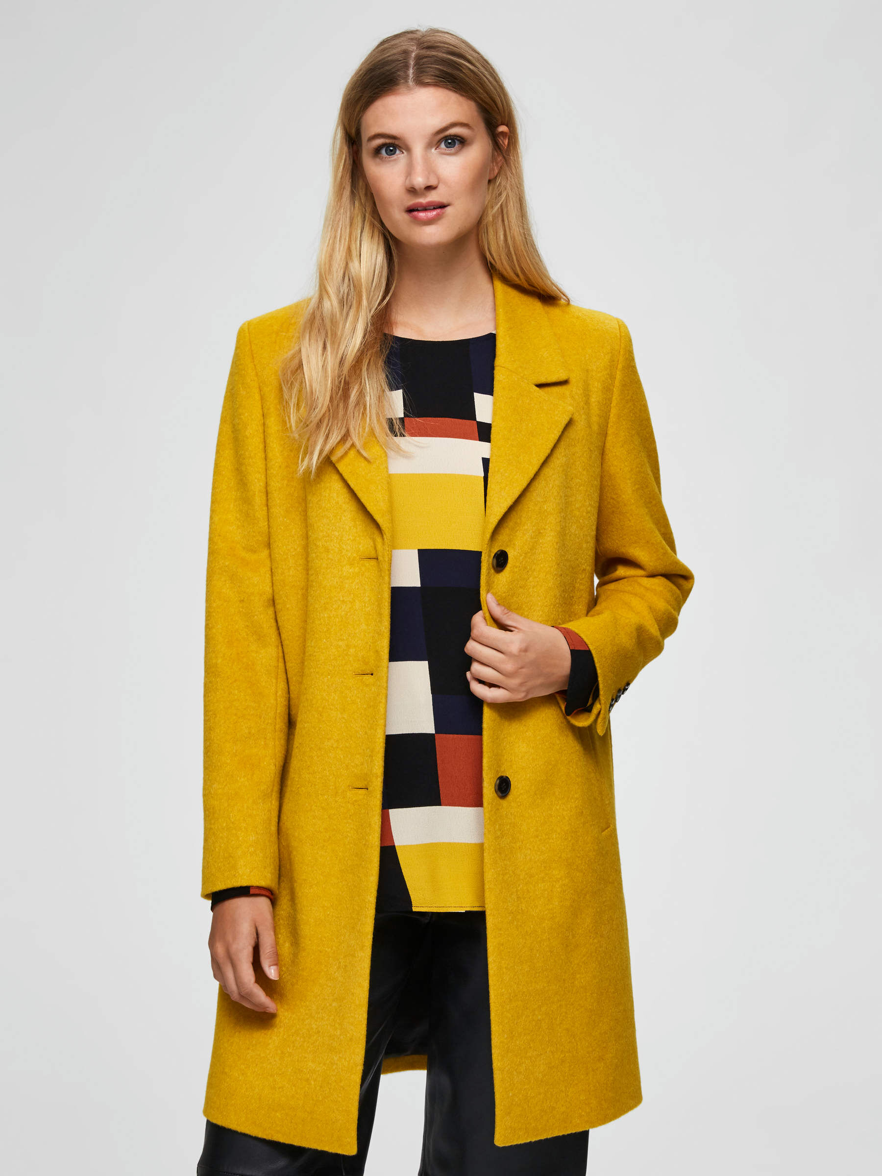 Yellow wool coat hot sale