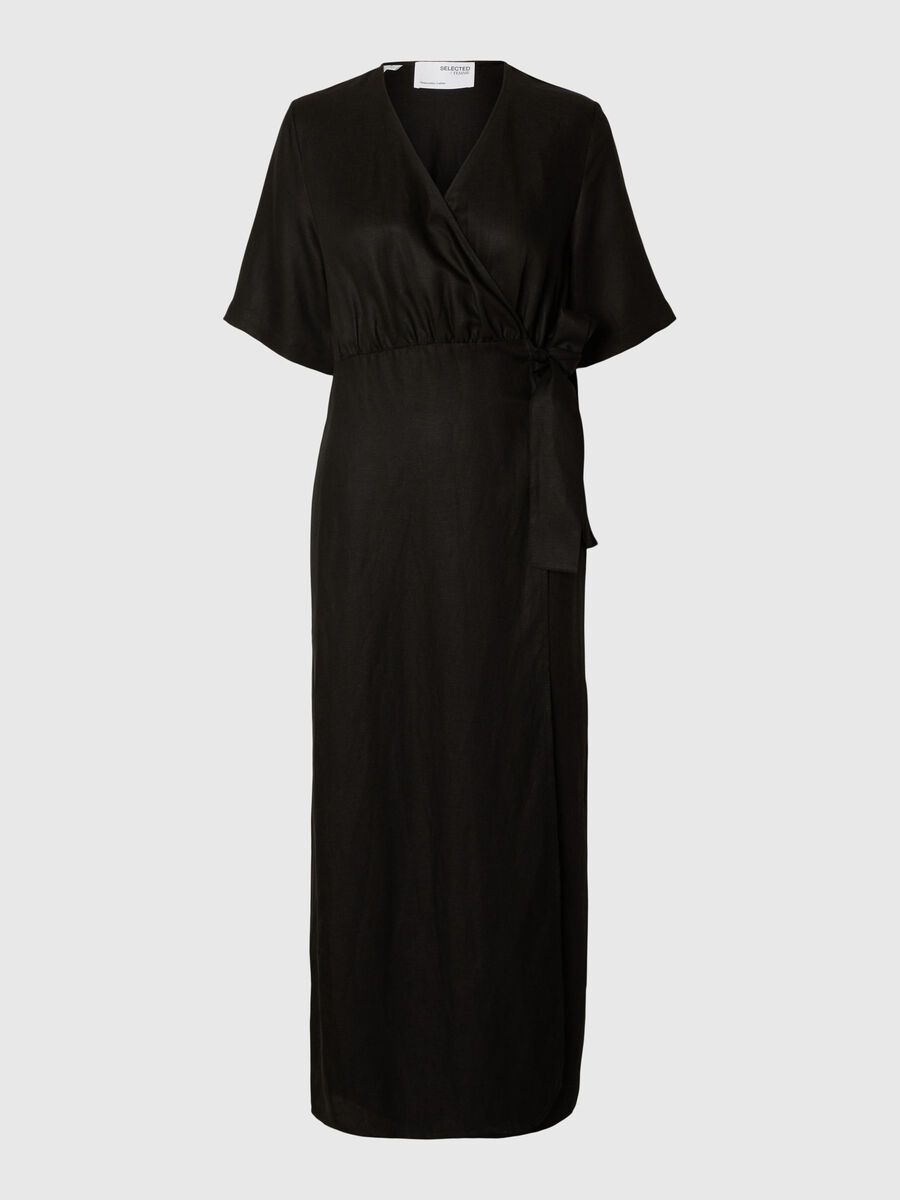 Selected MAXI WRAP DRESS, Black, highres - 16093975_Black_001.jpg
