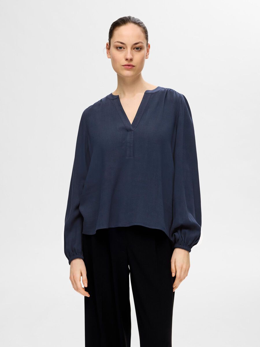 Selected À MANCHES LONGUES BLOUSE, Dark Sapphire, highres - 16094292_DarkSapphire_003.jpg