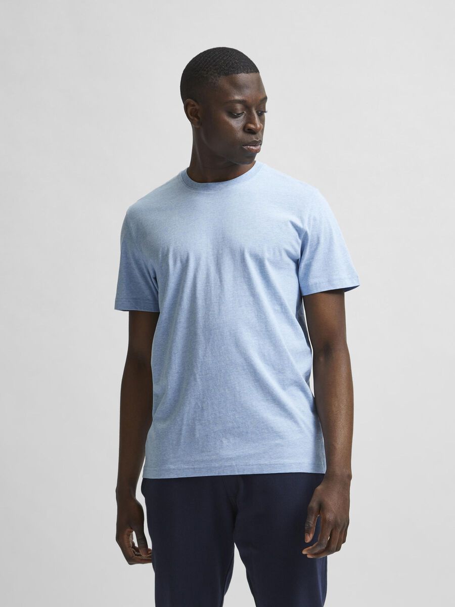 Selected REGULAR FIT ORGANIC COTTON T-SHIRT, Ballad Blue, highres - 16078601_BalladBlue_842019_003.jpg