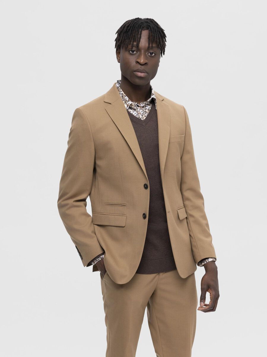 Selected WOVEN WOOL BLEND BLAZER, Camel, highres - 16087868_Camel_003.jpg