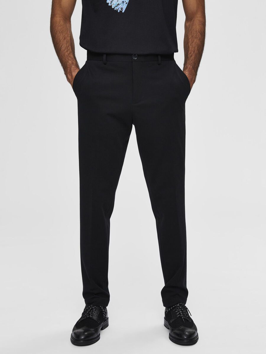 Selected CASUAL STRETCH JERSEY TROUSERS, Black, highres - 16077054_Black_003.jpg