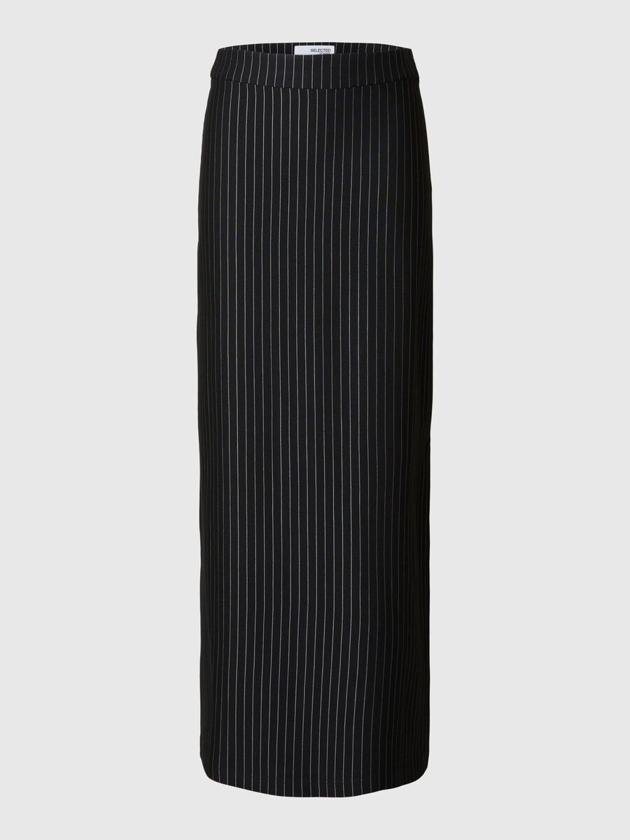 Selected PINSTRIPE VISCOSE BLEND MAXI SKIRT, Black, highres - 16095960_Black_1146927_001.jpg