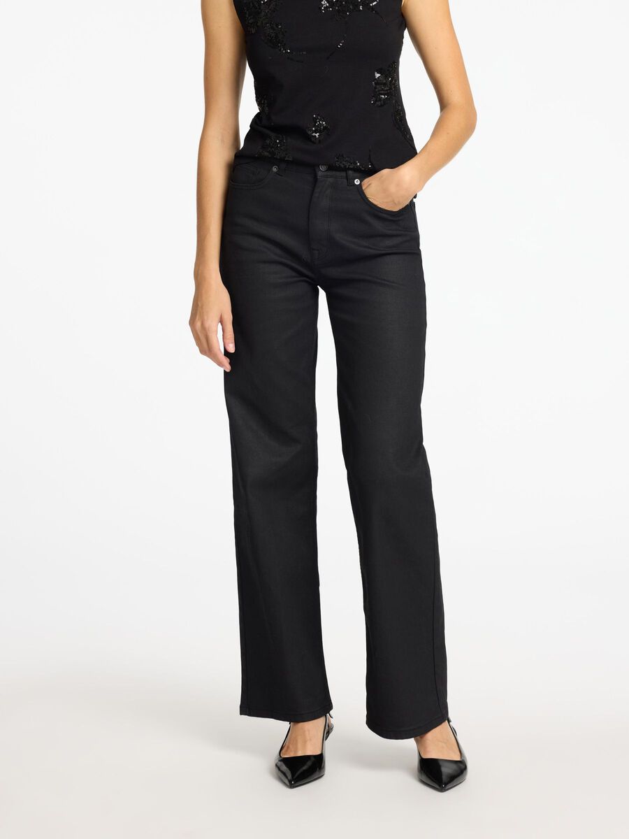 Selected BESCHICHTETE WIDE FIT JEANS, Black Denim, highres - 16095704_BlackDenim_1148165_003.jpg
