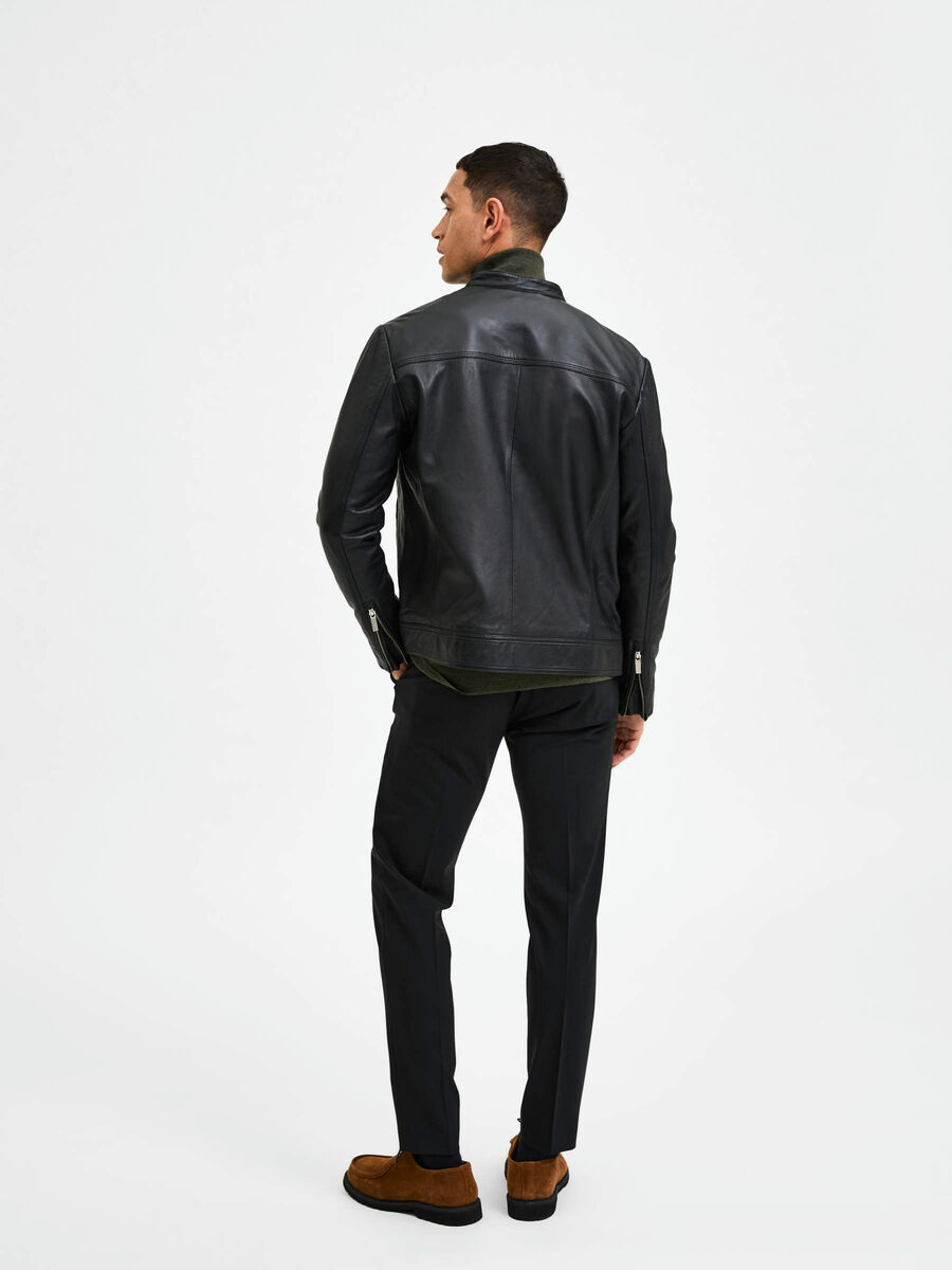 Selected CLASSIC LEATHER JACKET, Black, highres - 16085745_Black_004.jpg