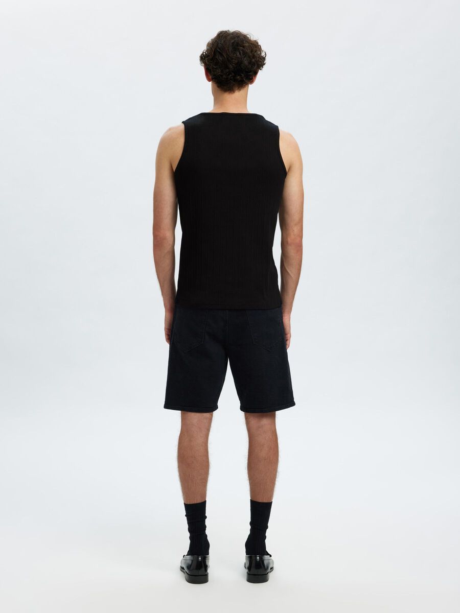 Selected RIBBET BOMULL TANKTOP, Black, highres - 16097660_Black_004.jpg
