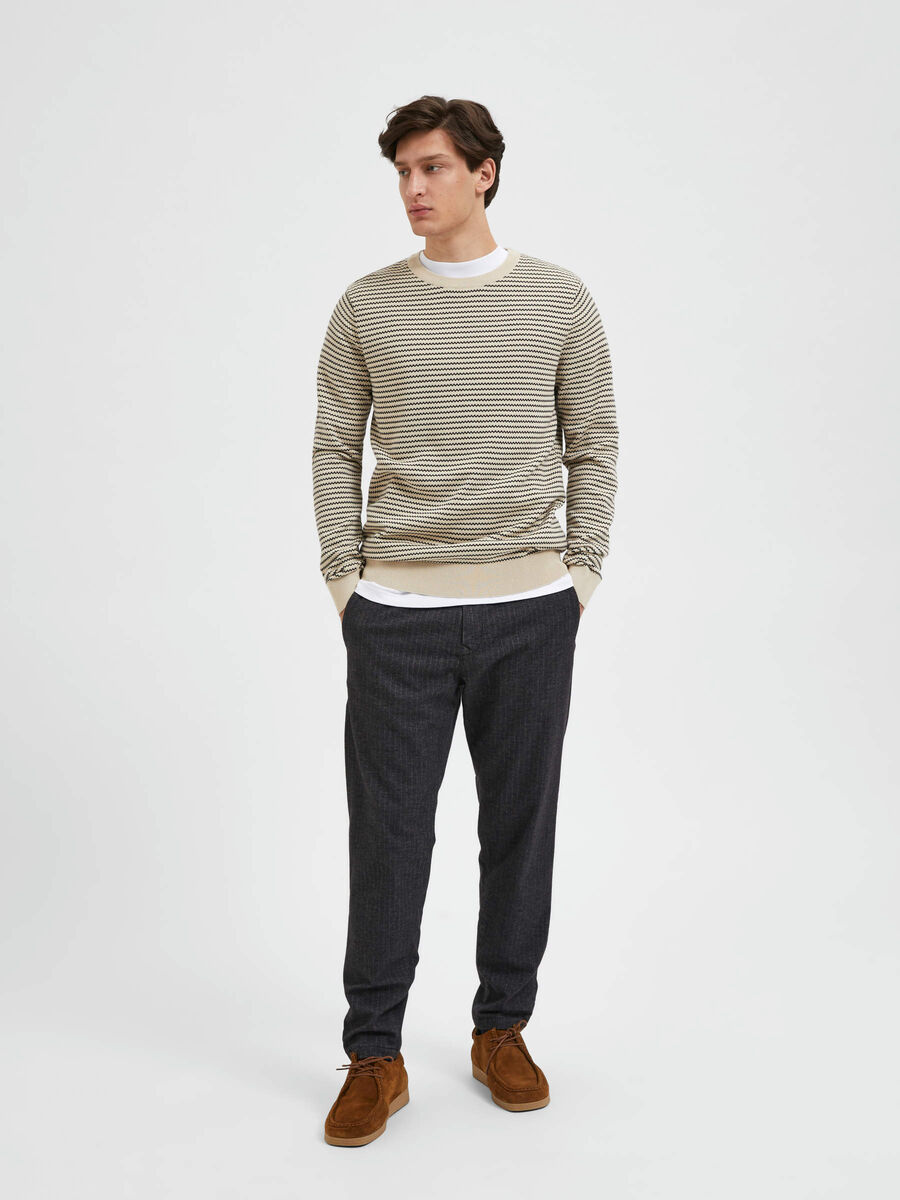 Selected STRIPED KNITTED PULLOVER, Oatmeal, highres - 16086647_Oatmeal_967591_005.jpg