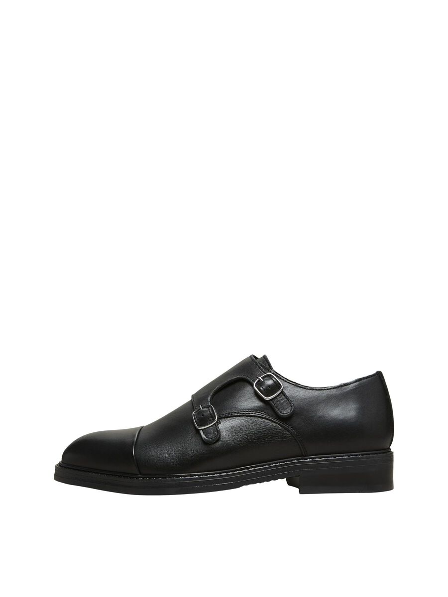 Selected CUIR CHAUSSURES À BOUCLES, Black, highres - 16081464_Black_001.jpg