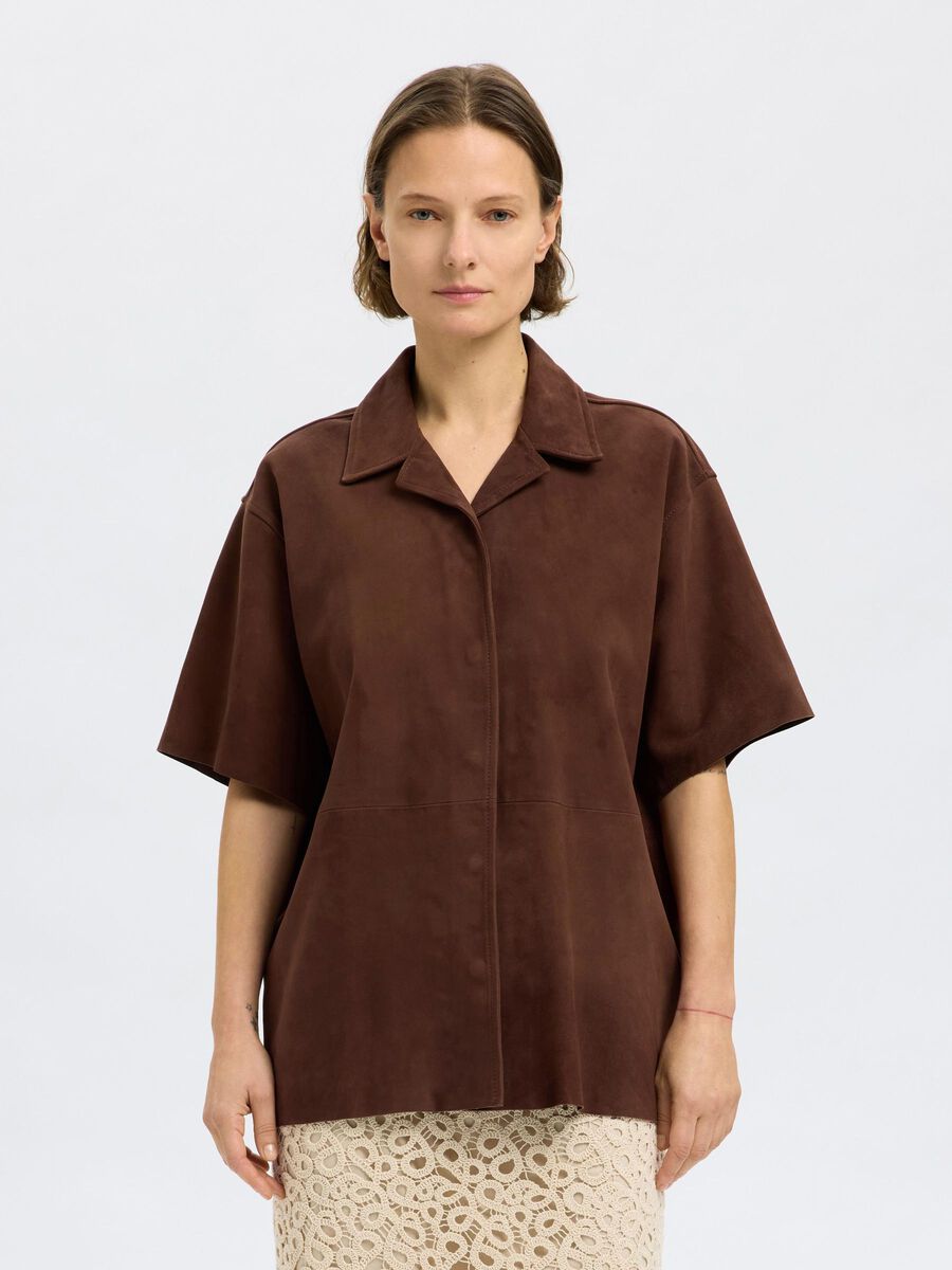 Selected 100% WILDLEDER KURZARMHEMD, Chestnut, highres - 16098034_Chestnut_003.jpg